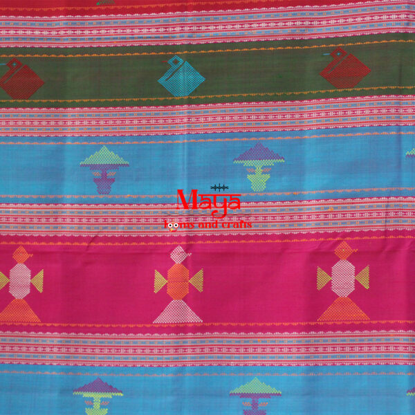 Berhampuri Gangajamuna Border Parrot Green Silk Saree