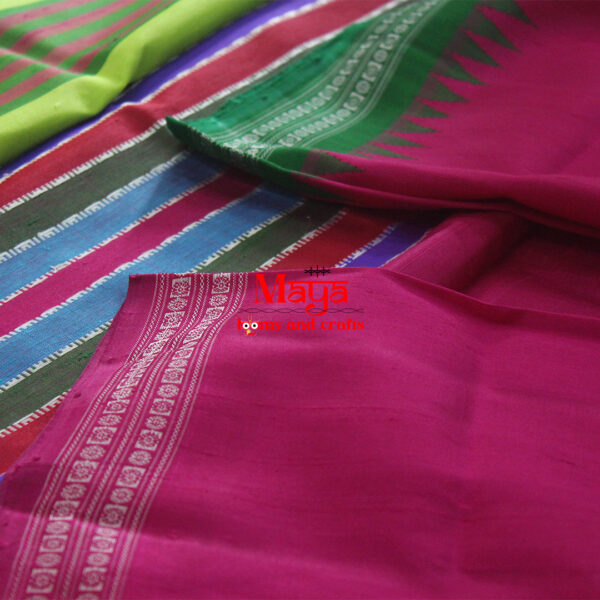 Berhampuri Gangajamuna Border Parrot Green Silk Saree