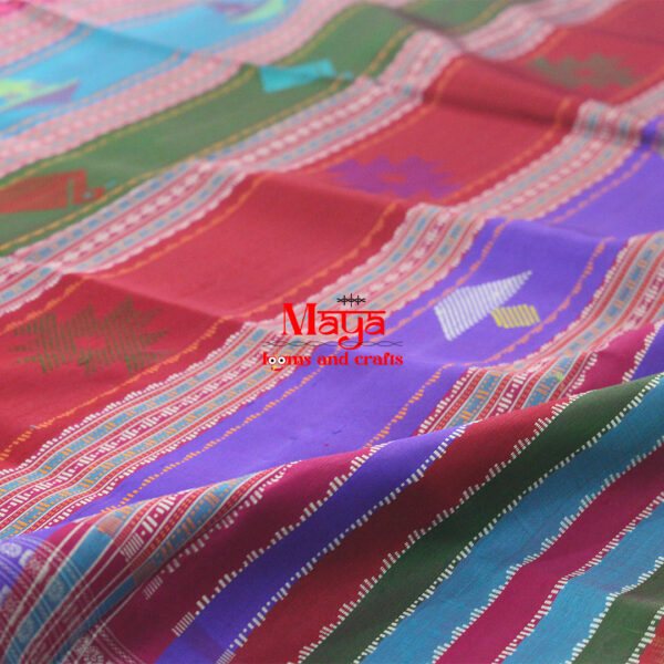 Berhampuri Gangajamuna Border Parrot Green Silk Saree