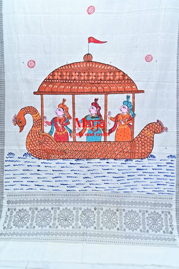 Hand-painted Boita cotton Patachitra dupatta