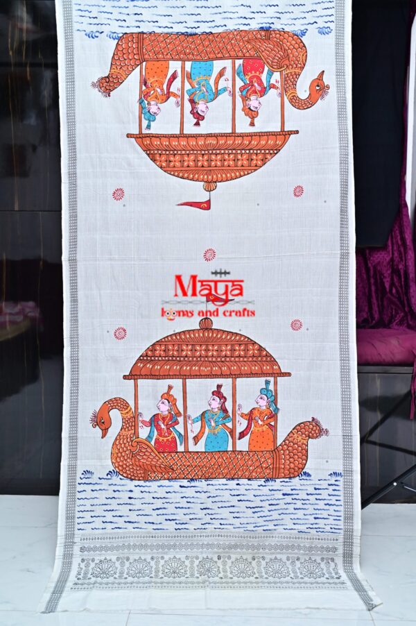 Hand-painted Boita cotton Patachitra dupatta