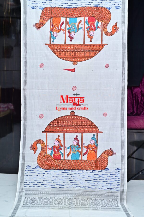Hand-painted Boita cotton Patachitra dupatta