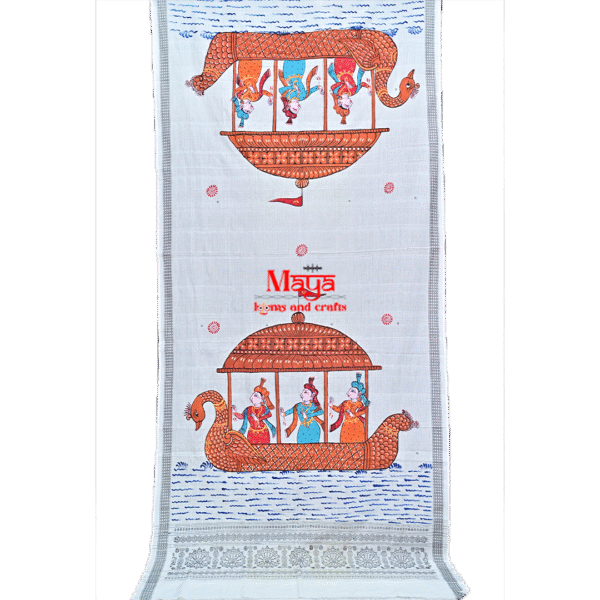 Hand-painted Boita cotton Patachitra dupatta