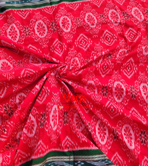 Khandua cotton Red Green saree