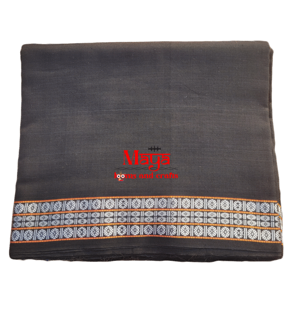 Black Rudraksh Border Fabric