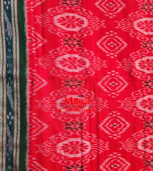 Khandua cotton Red Green saree