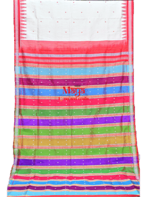 White red double Anchal Berhampuri silk