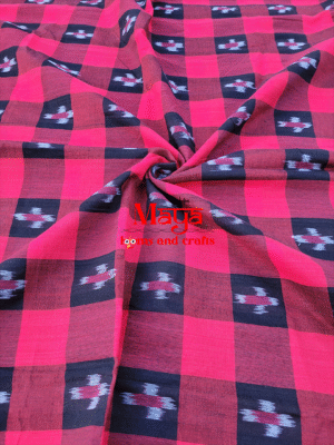 Sambalpuri Check Red Black Fabric