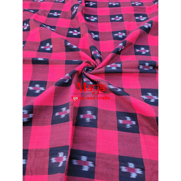 Sambalpuri Check Red Black Fabric