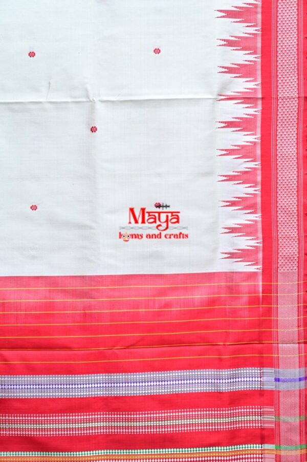 White red double Anchal Berhampuri silk