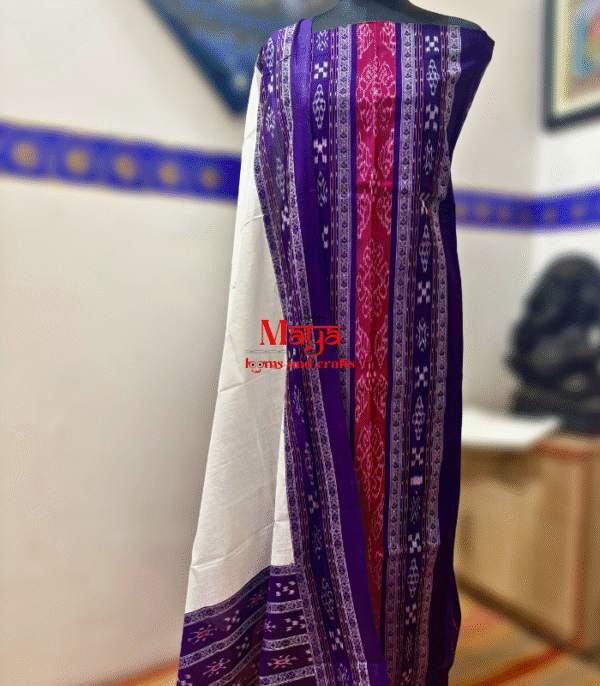Sambalpuri Cotton Suit Set (Purple+White)