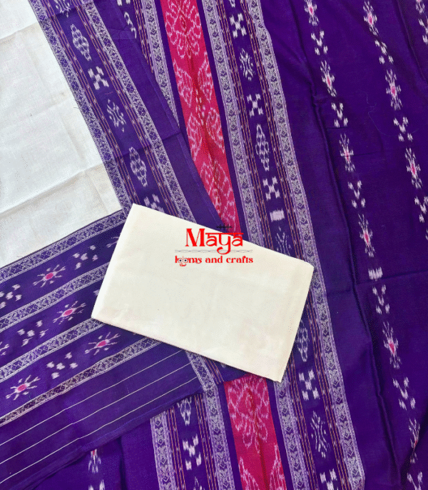 Sambalpuri Cotton Suit Set (Purple+White)