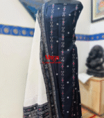 Sambalpuri Butti Cotton Suit Set (Gray+White)
