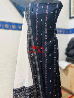 Sambalpuri Butti Cotton Suit (Grey+White) (2)