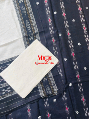 Sambalpuri Butti Cotton Suit Set (Gray+White)
